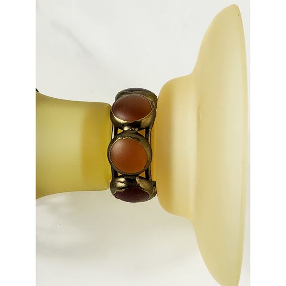 PartyLite Paris Retro Taper Candle Holder Yellow Frosted 3 3/4" Amber Jewel 80's - Picture 11 of 16